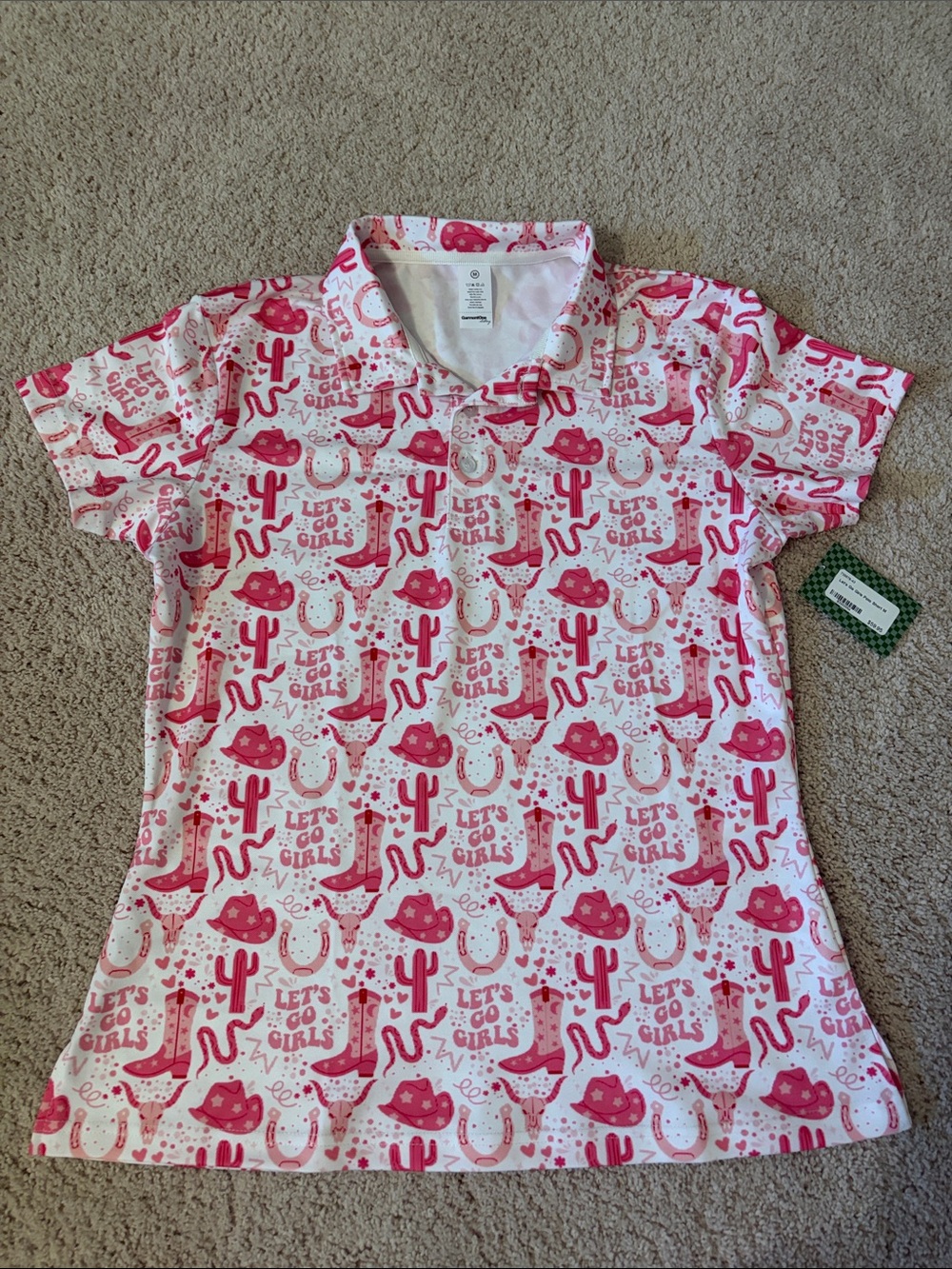 Pink let’s go girls country western women’s golf or tennis polo